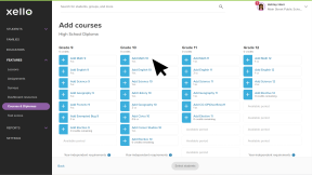 Add courses page. Cursor is selecting "Add Math 10"